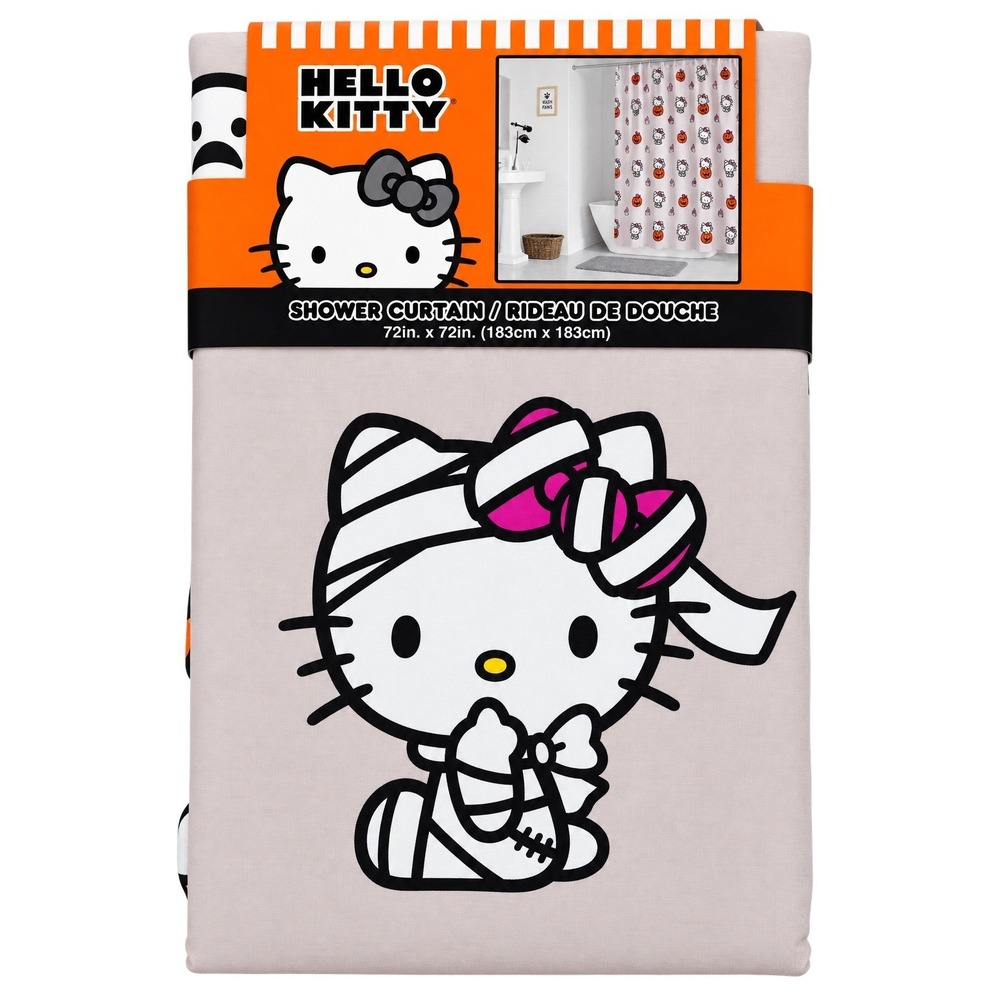 Hello Kitty Halloween Mummy Pumpkin Cotton Shower Curtain 72x72 Sanrio New
